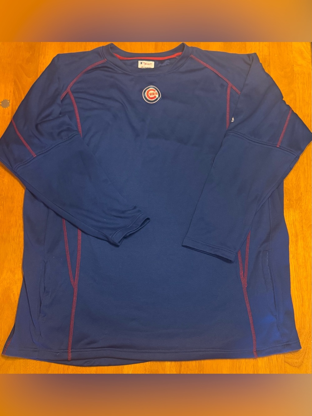 Majestic Blue and Red Performance Shirt with Team Patch